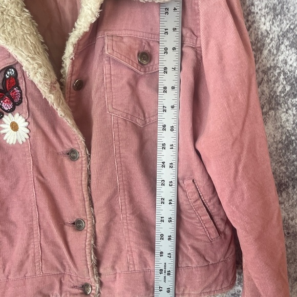 Drum Jeans Corduroy Jacket women M Pink Embroidered flowers 70s retro Penny Lane - Picture 5 of 13